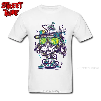 Naujausias Mens Marškinėlius Punk Boombox Print T-shirt Funky Gatvės Stiliaus Drabužiai Žmogui Medvilnės White Tee Marškinėliai, Crazy Čiuožėjas Viršūnes Didmeninės