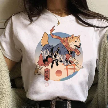 Shiba Inu marškinėlius moterims grafikos anime dizaineris viršaus mergina harajuku drabužiai