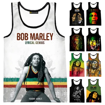 Bob Marley 3D Atspausdintas tankų Vyrų Drabužiai be Rankovių Marškinėliai Hip-Hop Harajuku Streetwear Negabaritinių marškinėliai Kietas Viršūnes Tees