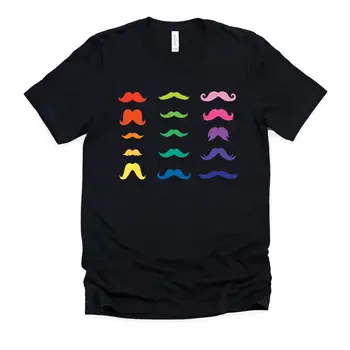 Spalvinga Ūsai Marškinėliai LGBT Vaivorykštės Vėliava Gėjų Barzda Mylėtojas