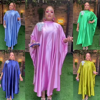 2024 m. Rudenį Naujų Afrikos Suknelės Moterims Batwing Rankovės Prarasti Šalis Suknelė Musulmonų Abaja Dubajus Kaftan Maxi Dashiki Ankara Skraiste