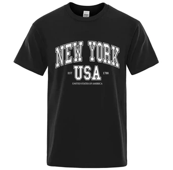 Niujorke (Jav Est 1788 Gatvė Miestas Laišką Grafinis T-Shirt Vyrams, Atsitiktinis Tee Drabužius Vasarą Laisvi Cool Marškinėlius Medvilnės Negabaritinių Marškinėliai