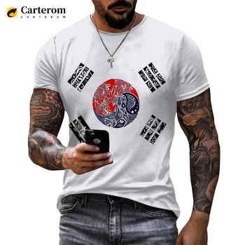 Pietų Korėjos Vėliavos 3D Atspausdintas T-shirt Hip-Hop Harajuku Streetwear Marškinėliai Vyrams, Moterims Vasaros Mados Atsitiktinis Trumpas Rankovės Kietas Viršūnes